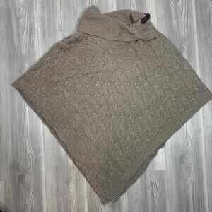 Eight Eight Eight Brown Cable Knit Women's‎ Poncho Sweater with Buckle Detail